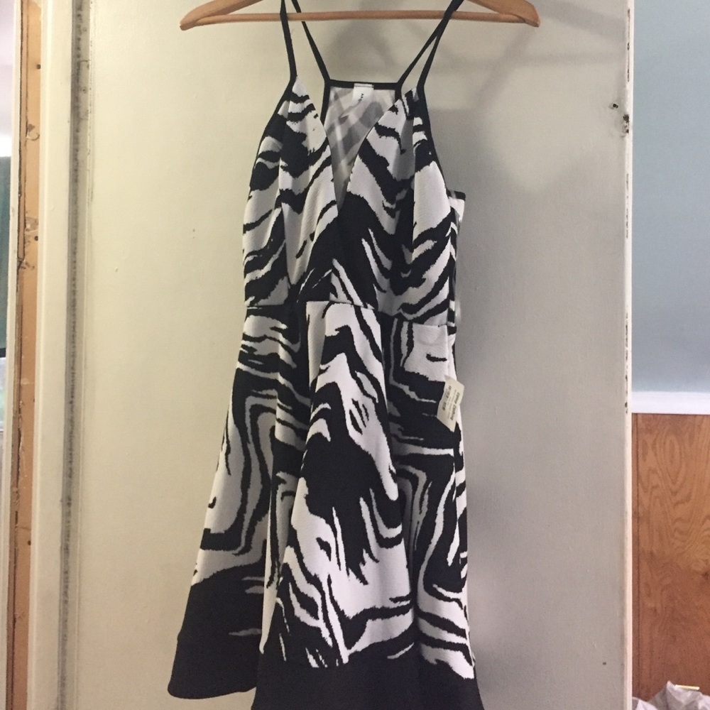 Black and White Halter Mini Sundress